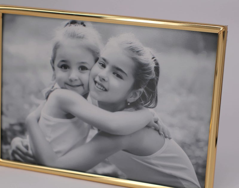 LEADEX Vertical Horizontal Combo- Double 4 by 6 Inch Metal Folding Picture Frames-(1 Landscape and 1 Portrait Style) (Modern gold) - Image 2